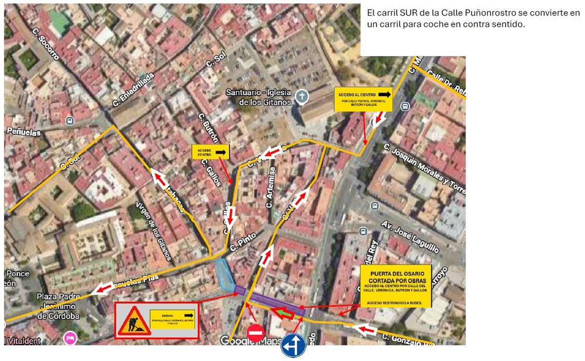Variaciones de tráfico por las obras del tranvibús en Puñonrostro.
