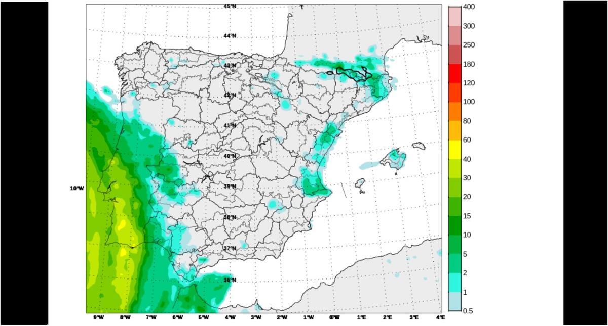 Llegada de la borrasca Therese a la península Ibérica, en mapa de la Aemet.