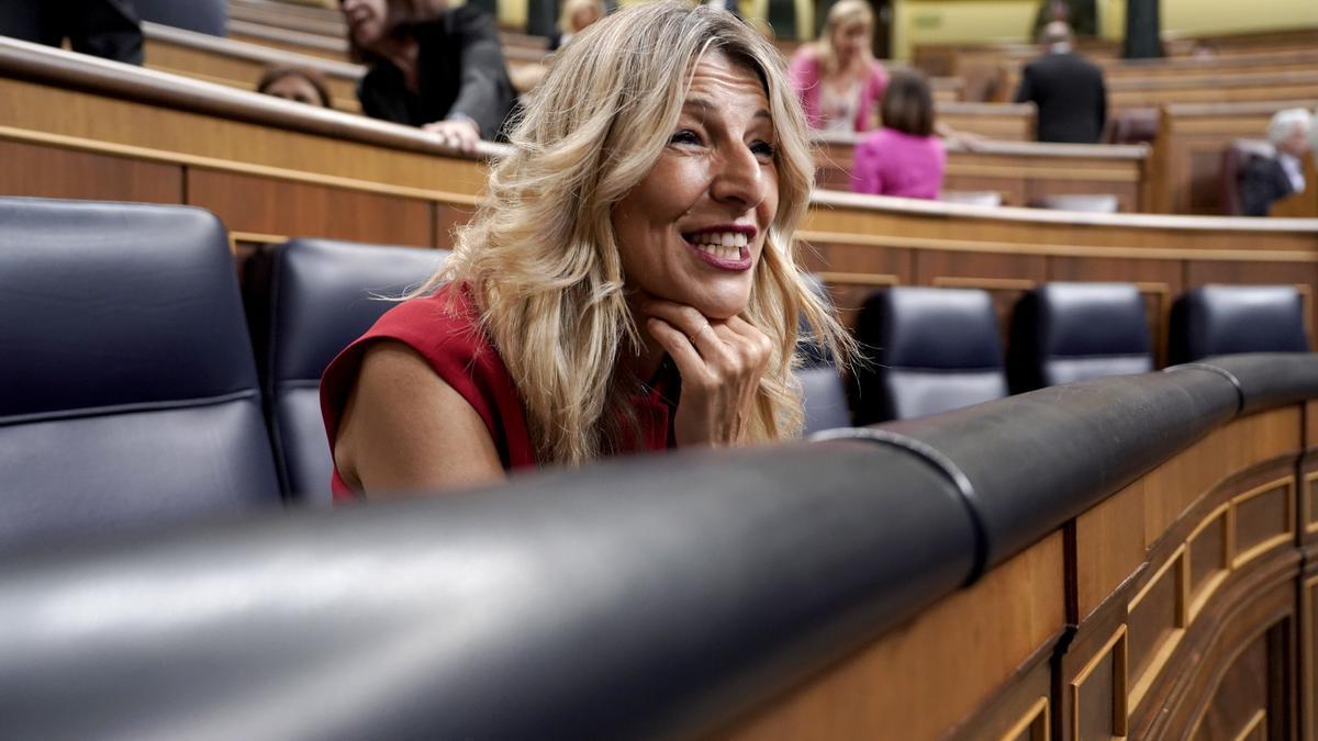 Yolanda Díaz, vicepresidenta segunda y ministra de Trabajo. Sesión de control al Gobierno en el Congreso de los Diputados