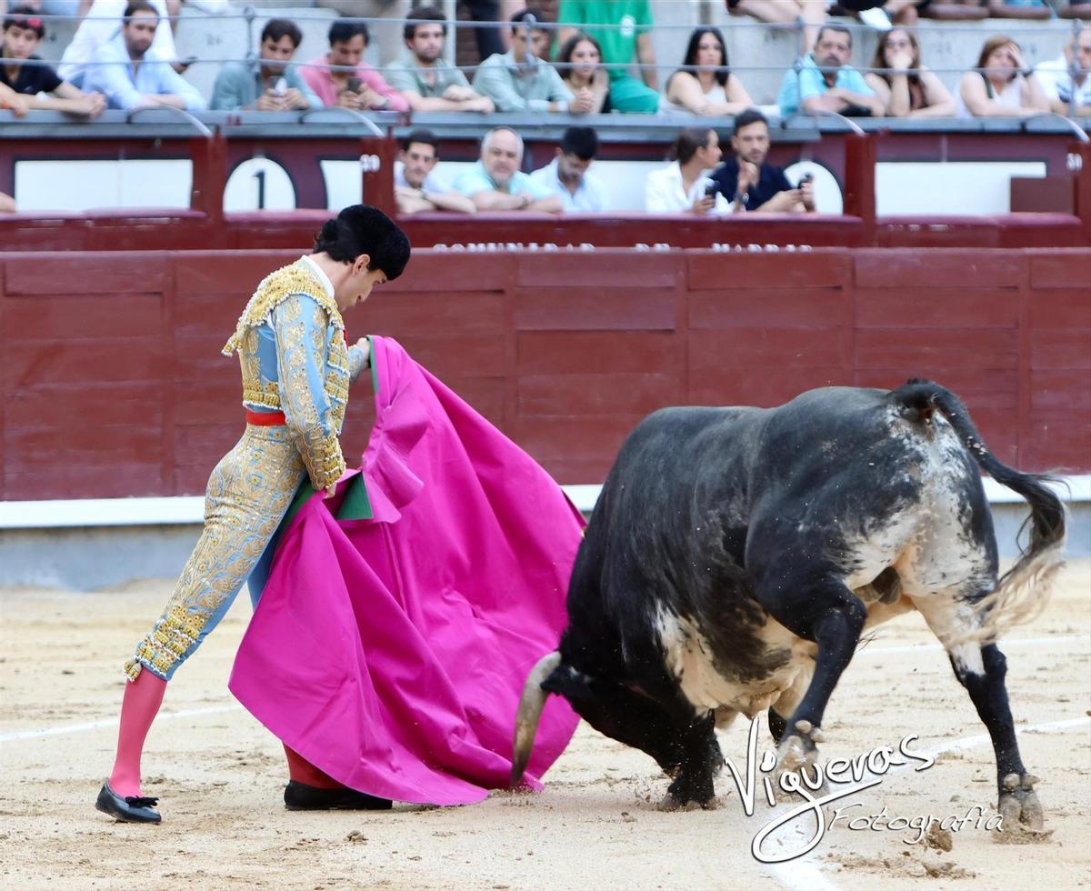 El novillero alicantino Santiago Esplá pisó Las Ventas con suerte dispar.