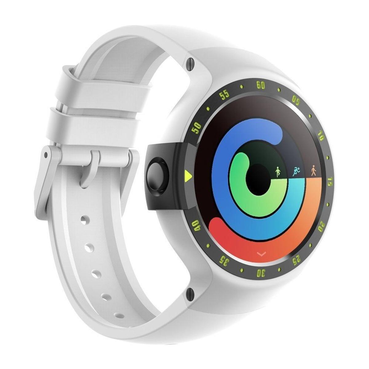 Ticwatch S Sport - Reloj inteligente con GPS, pantalla táctil OLED y resistente al agua, compatible con iOS y Android, sistema Android Wear 2.0, color blanco