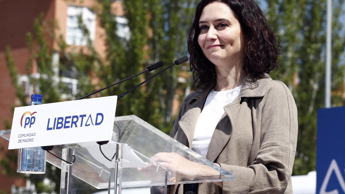 Isabel Díaz Ayuso, durante su acto en Las Rozas.