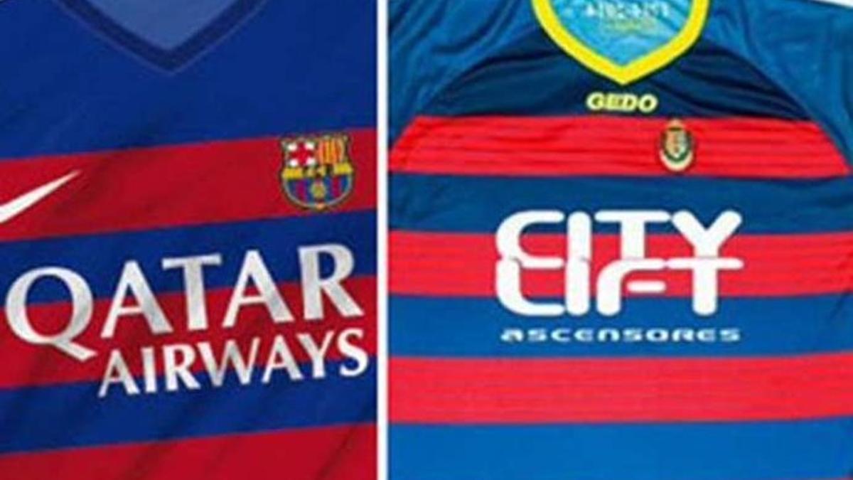 La nueva equipación del FC Barcelona con la de la UE Llagostera