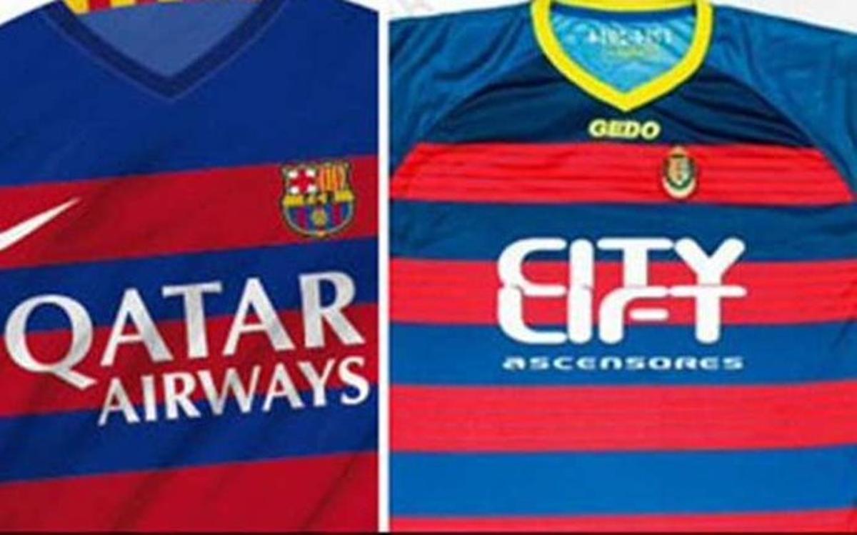 La nueva equipación del FC Barcelona con la de la UE Llagostera