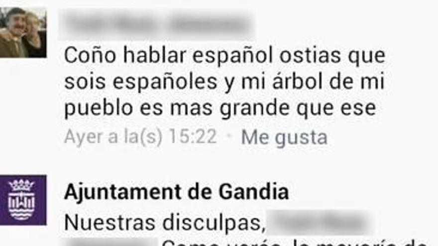 El Ayuntamiento de Gandia se disculpa por escribir en valenciano en Facebook