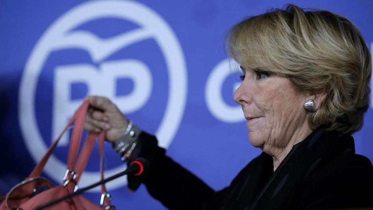 Esperanza Aguirre, en una rueda de prensa el pasado mes de febrero.