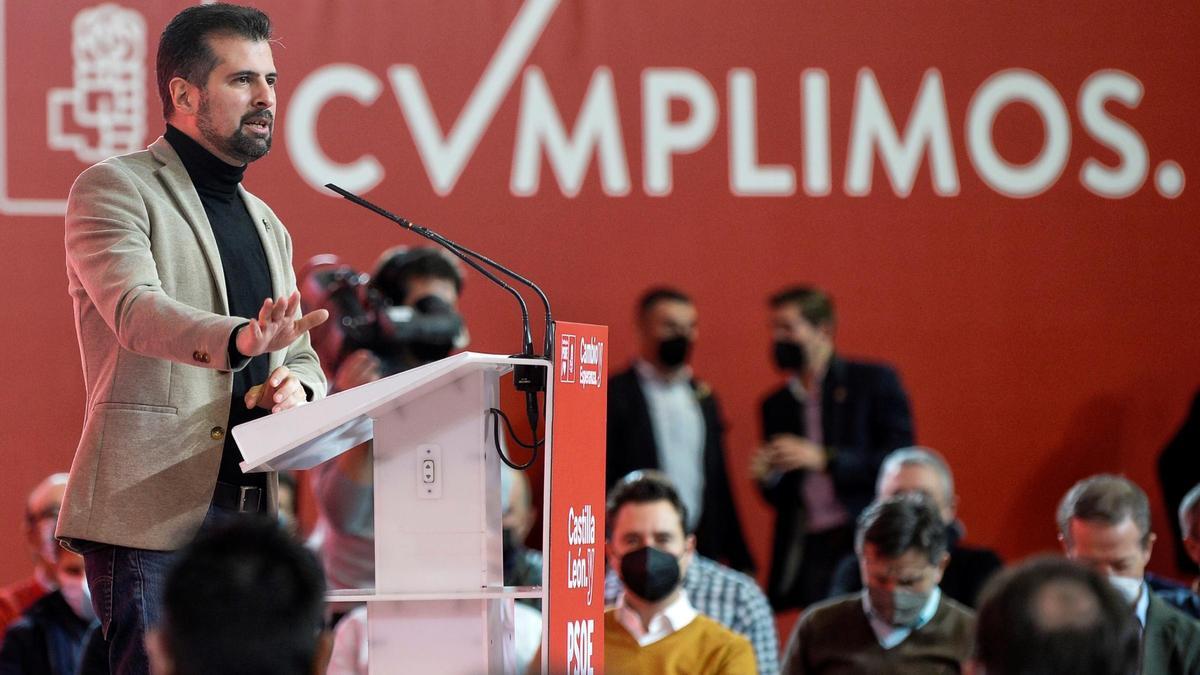 Luis Tudanca, en su discurso durante el mitin de presentación de su candidatura, ayer.