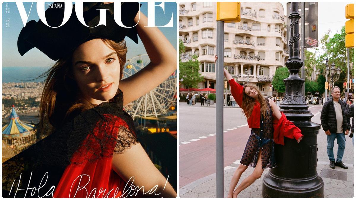 Portada del número especial de 'Vogue' dedicado a Barcelona, y una de las páginas interiores.