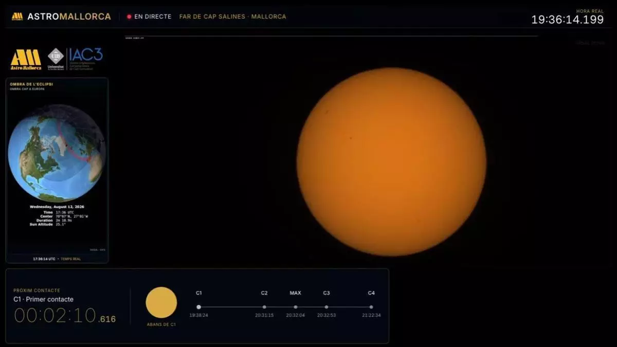 Señal en directo del eclipse del siglo en Mallorca