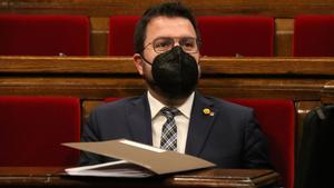 Pere Aragonès, en el pleno del Parlament.