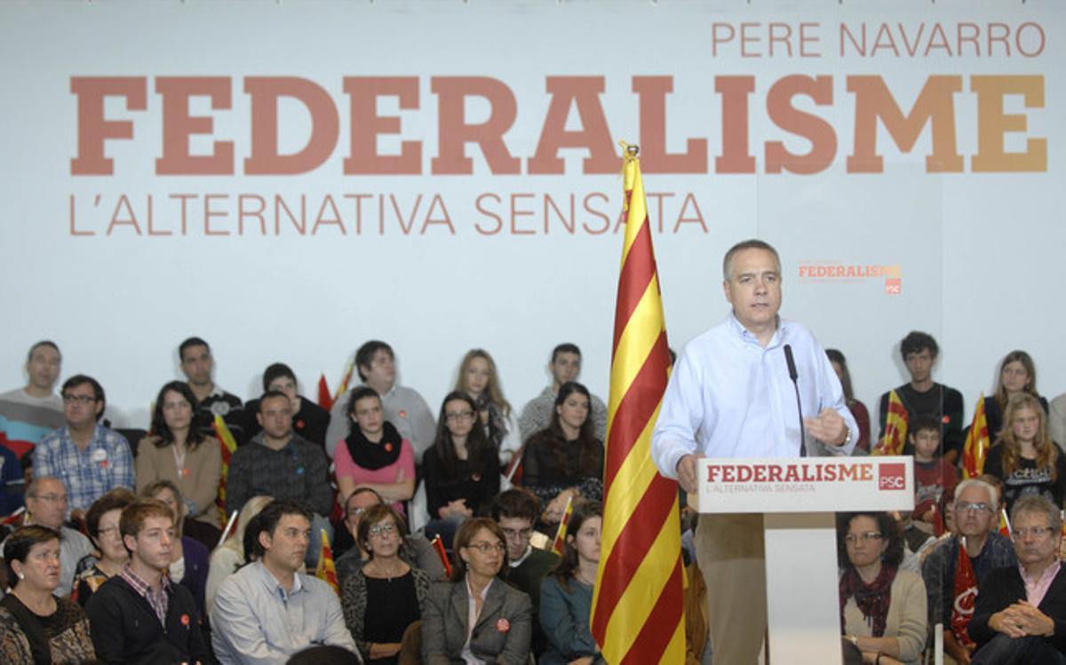 Pere Navarro, durant el míting de diumenge a Lleida. Pere Navarro, durant el míting de diumenge a Lleida.
