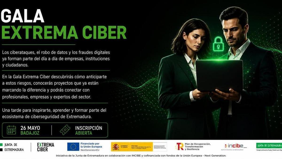 Cartel promocional de la Gala Extrema Ciber que se celebrará en Badajoz.