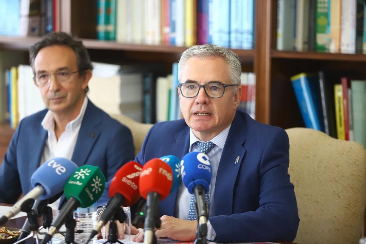 El presidente del Colegio de Farmacéuticos, Rafael Casaño, durante su intervención.