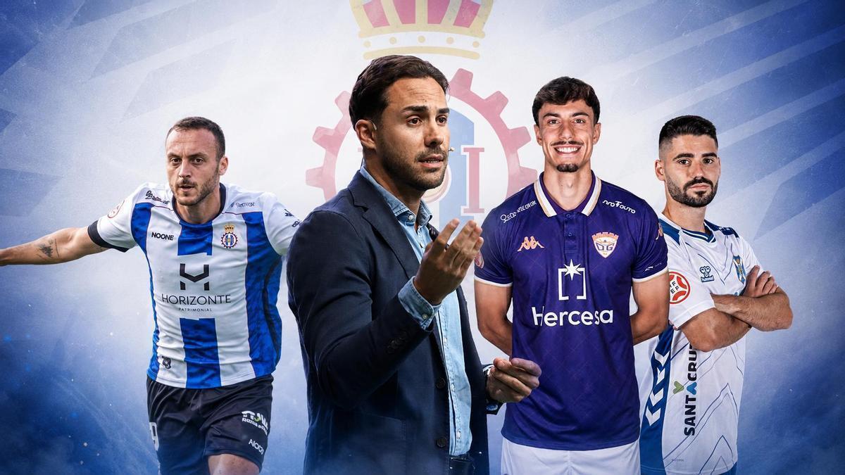 Por la izquierda, Santamaría, Miguel Linares, Samu Mayo y Cris Montes.
