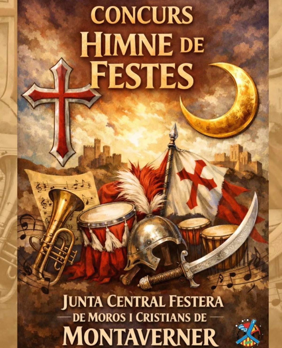 Cartel del concurso del himno de las fiestas de Moros y Cristianos de Montaverner.