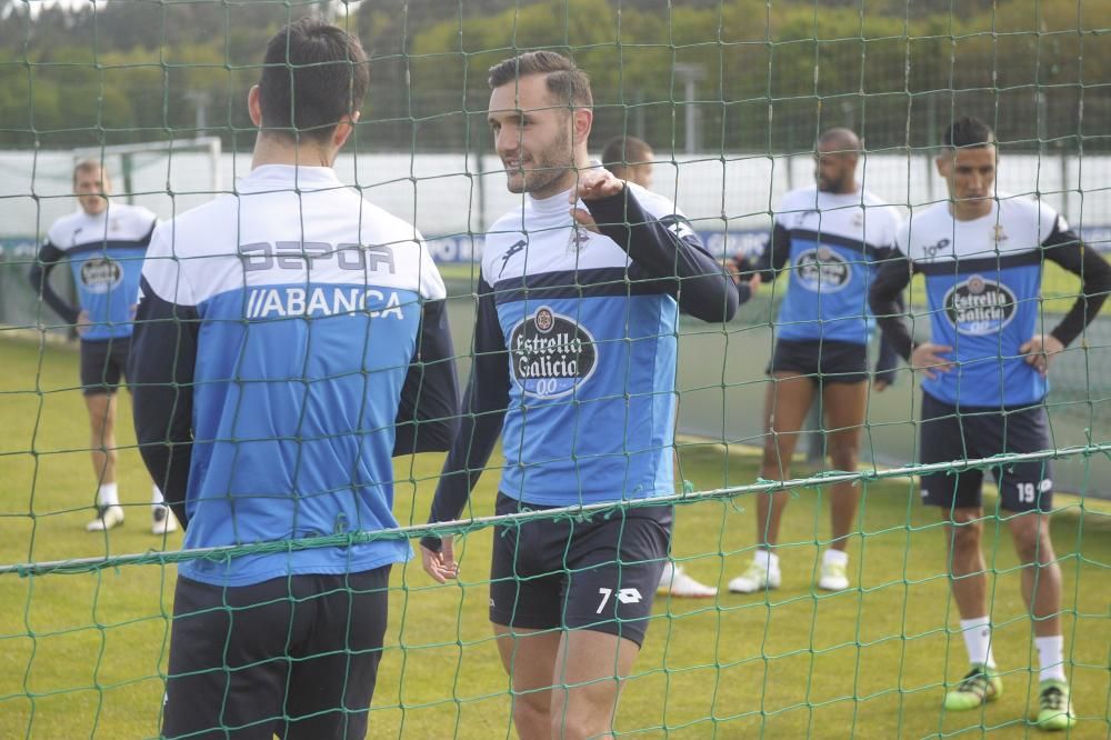 Sesión del Dépor antes del duelo ante el Getafe