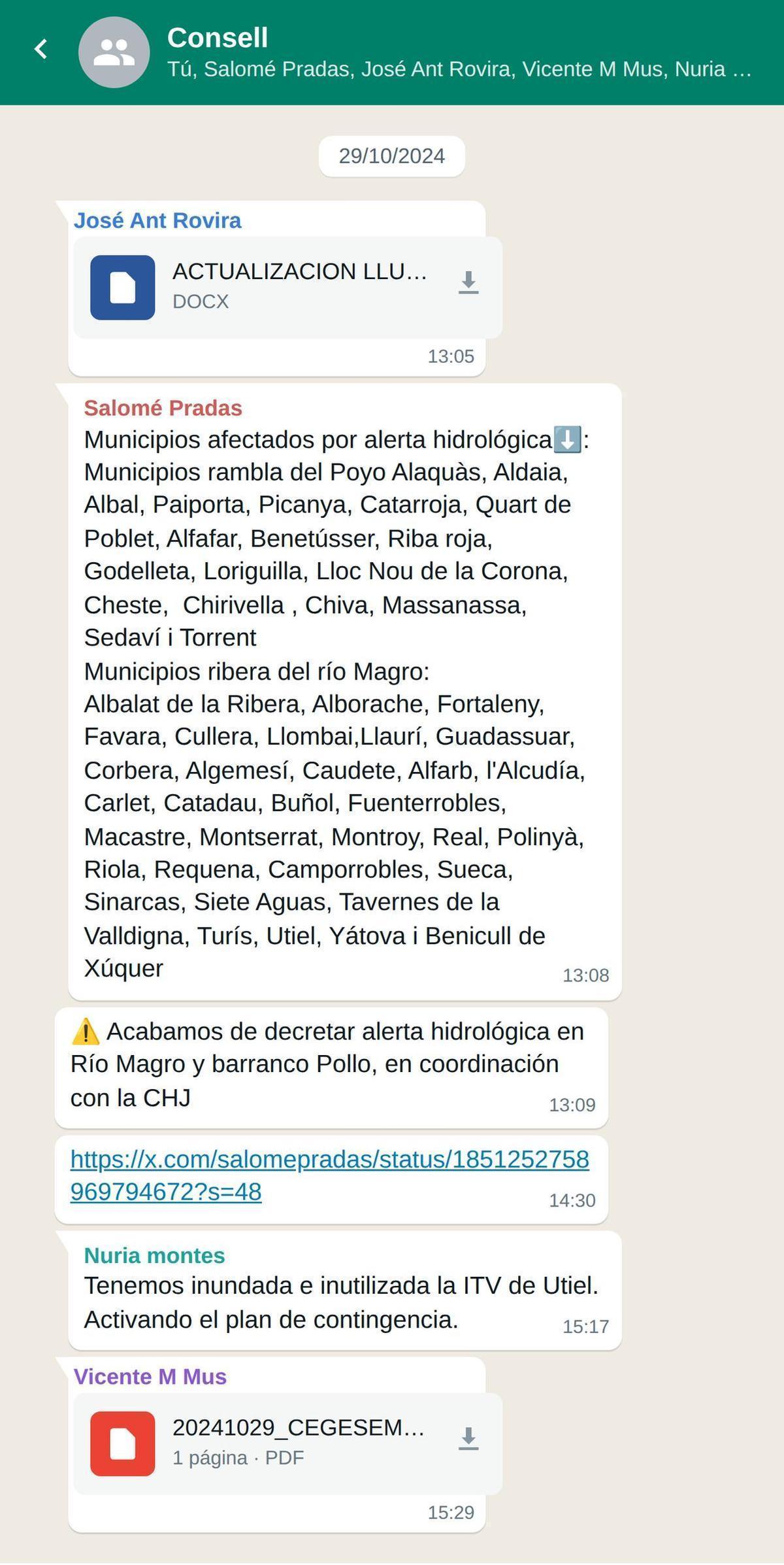 Simulación del chat del Consell el día de la dana.