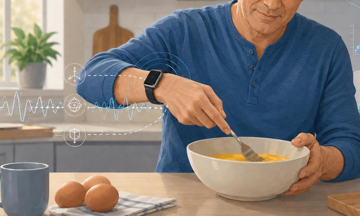 Simulación de una persona batiendo un huevo