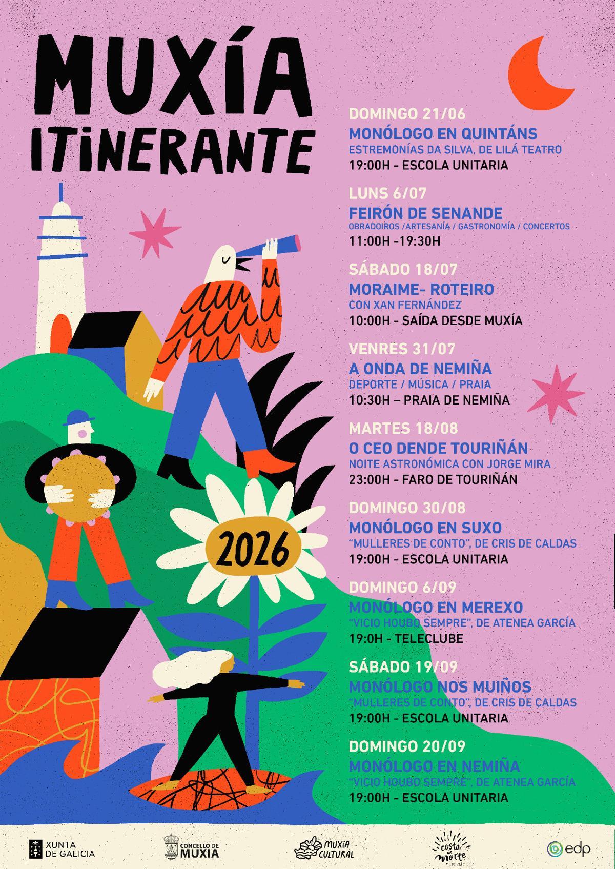 Cartel promocional da programación de Muxía Itinerante.