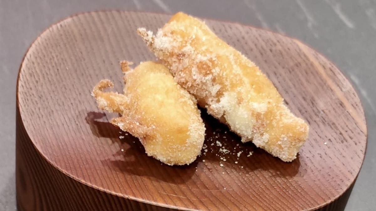 Las 'llenques' de queso, elaboración medieval que ha reinterpretado Gessamí Caramés este martes en el Gastronòmic Fòrum Barcelona.