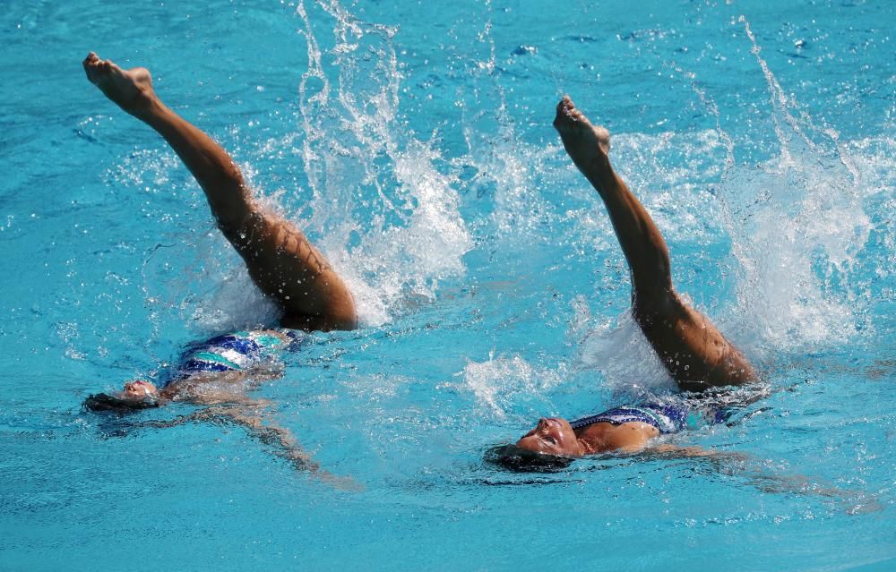 Las mejores imágenes de la natación sincronizada de este lunes 15 de agosto