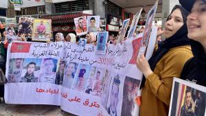 Manifestación en Rabat de madres de hijos e hijas desaparecidos cuando intentaban llegar a Europa.