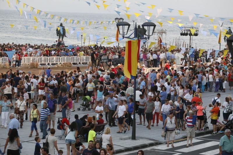 Representación del hallazgo de la Virgen de Candelaria por los guanches 2016