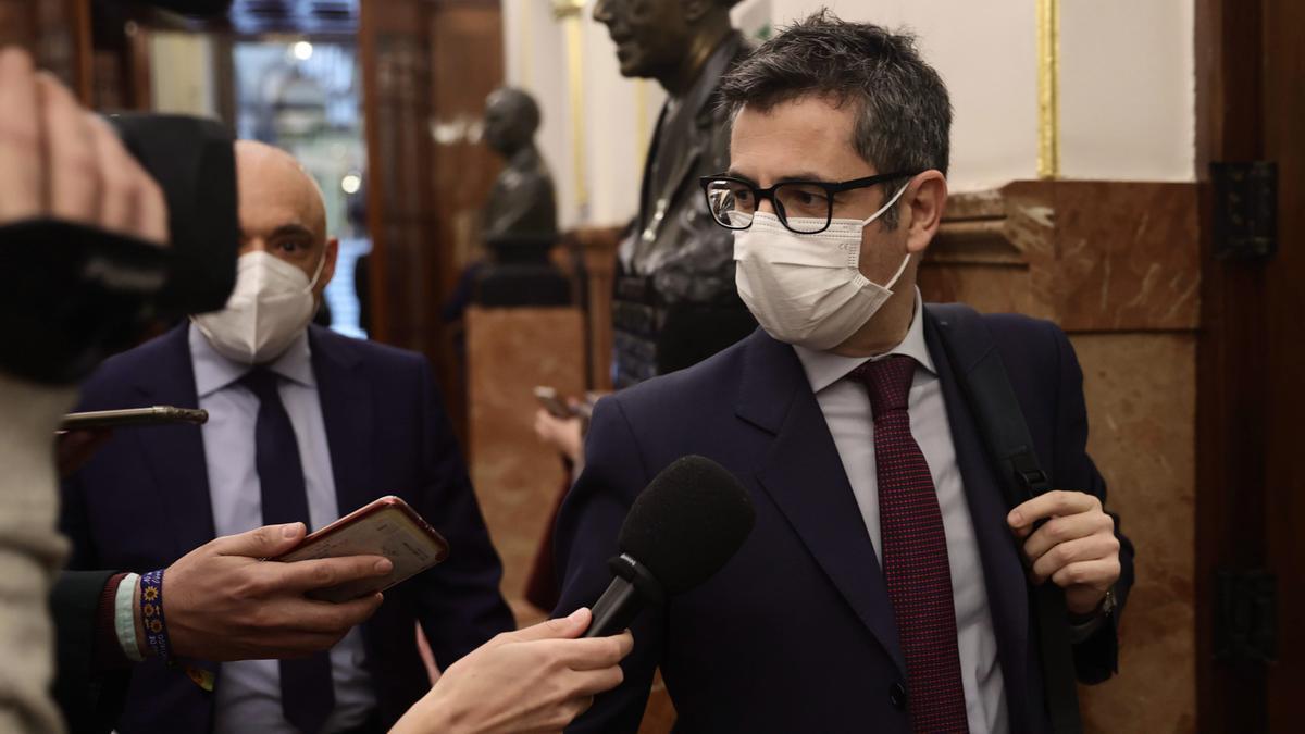 El ministro de Presidencia, Félix Bolaños, este jueves en el Congreso