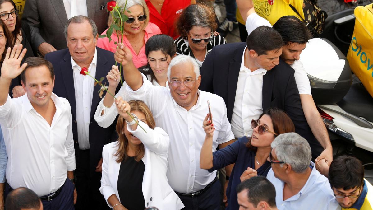 António Costa celebra su triunfo electoral.