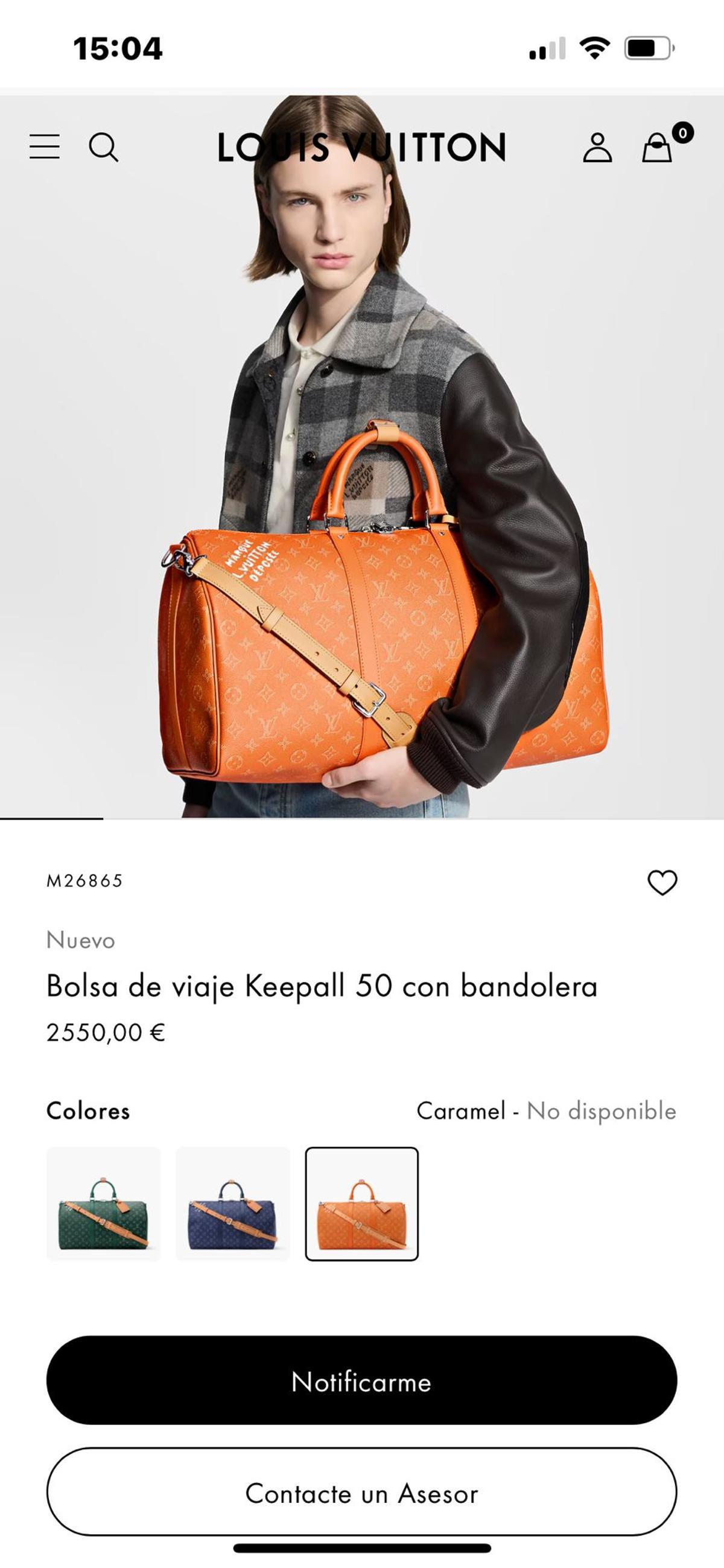 La bolsa de viaje Keepall 50 con bandolera de la marca Louis Vuitton