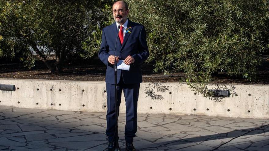 Javier Lambán, este domingo en la rueda de prensa posterior a la Conferencia de presidentes autonómicos en La Palma.