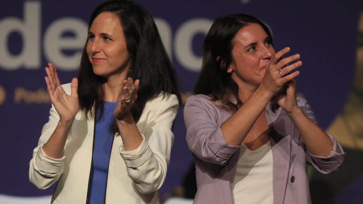 Ione Belarra e Irene Montero este sábado en el acto del Círculo de Bellas Artes.