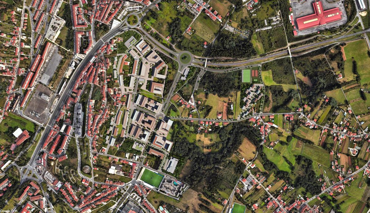Recreación en 3D del Ensanche Norte desde el aire, donde se contempla toda la zona de de desarrollo