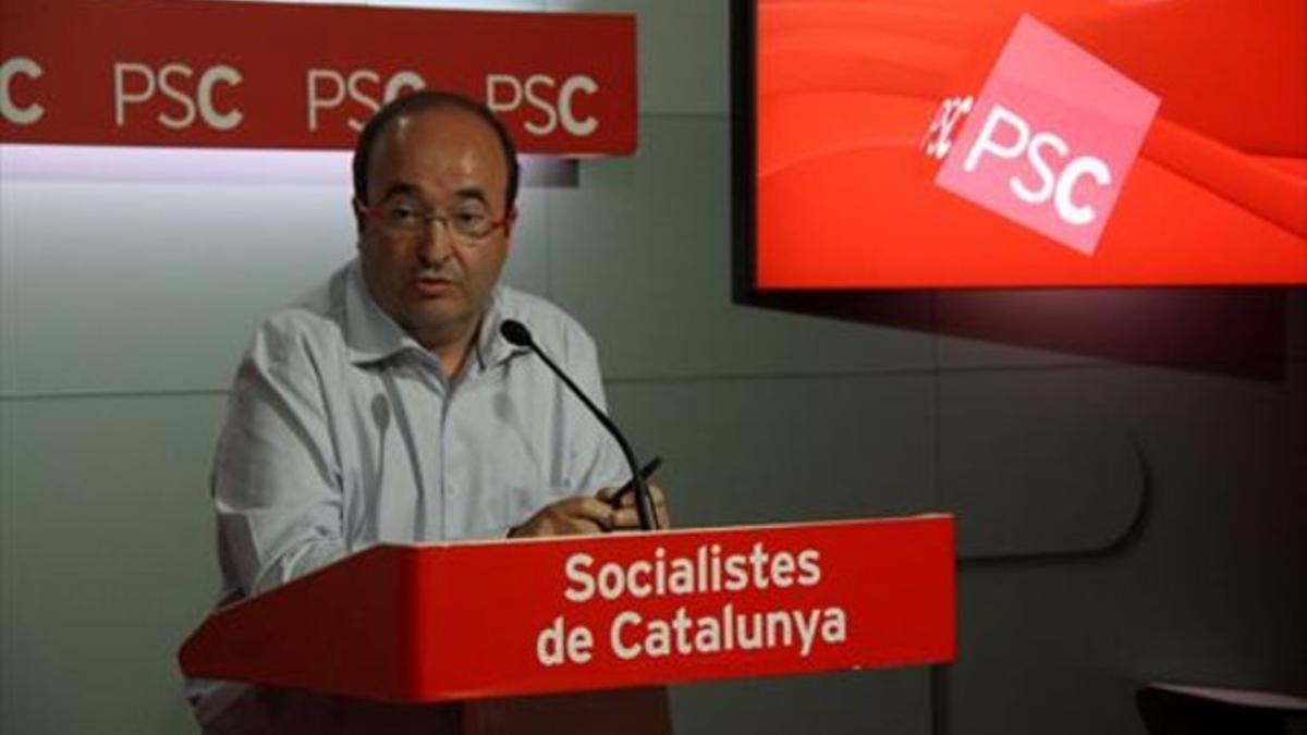 Miquel Iceta, en la sede del PSC.