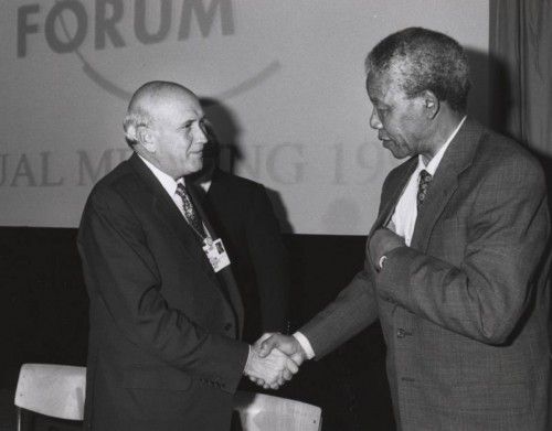 ctv-vqn-frederik de klerk with nelson mandela - world economic forum annual meeting davos 1992