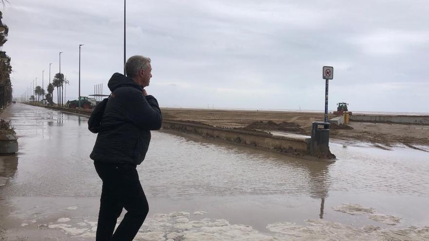 Efectos de la lluvia y el temporal en la Malvarrosa