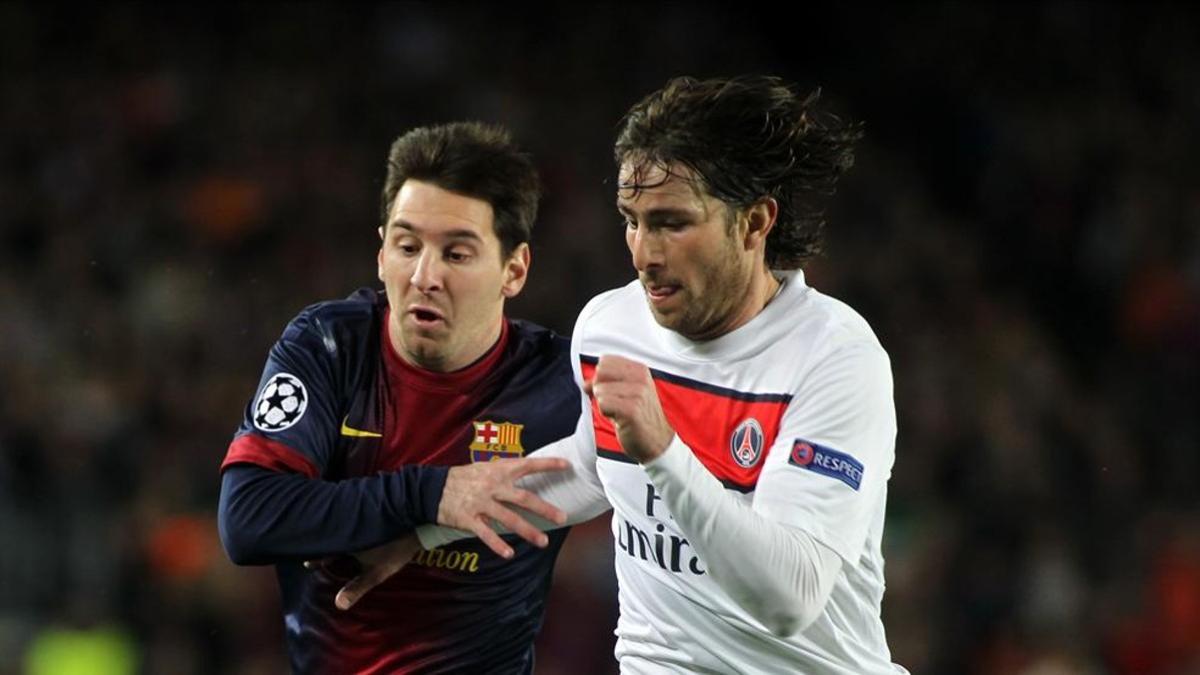 Maxwell y Messi, en un Barça-PSG
