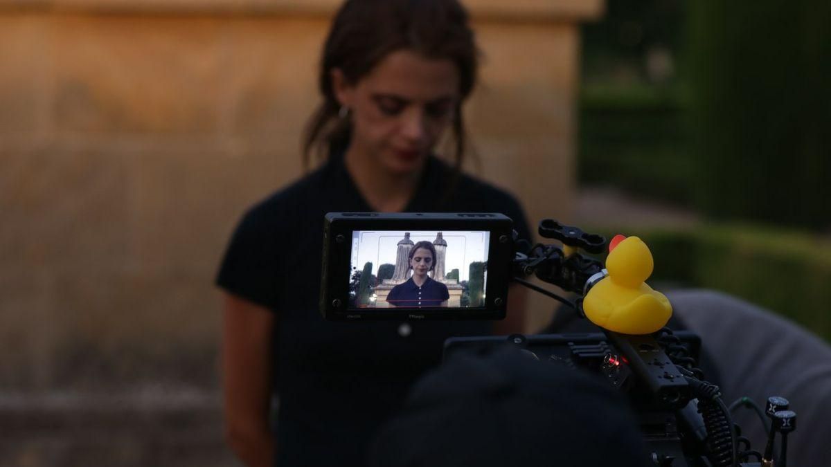 Macarena Gómez durante el rodaje.