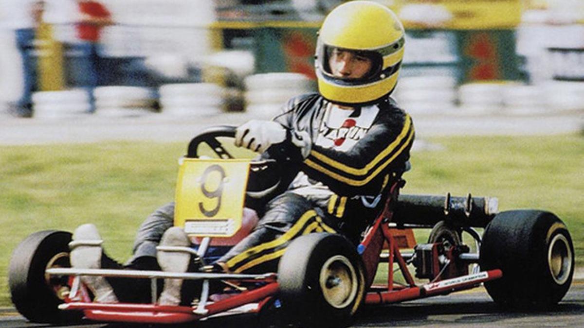 Senna, con el kart número 9 en 1981