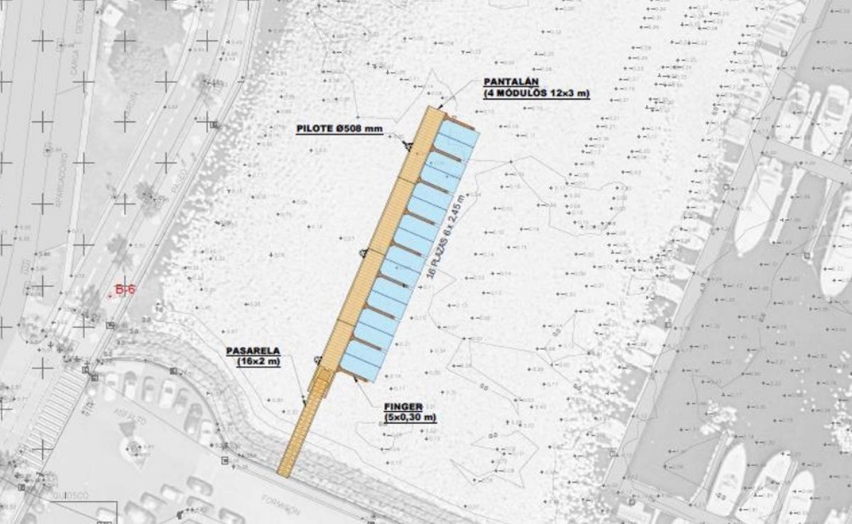 Gráfico del pantalán donde se instalará el ecomuseo flotante.