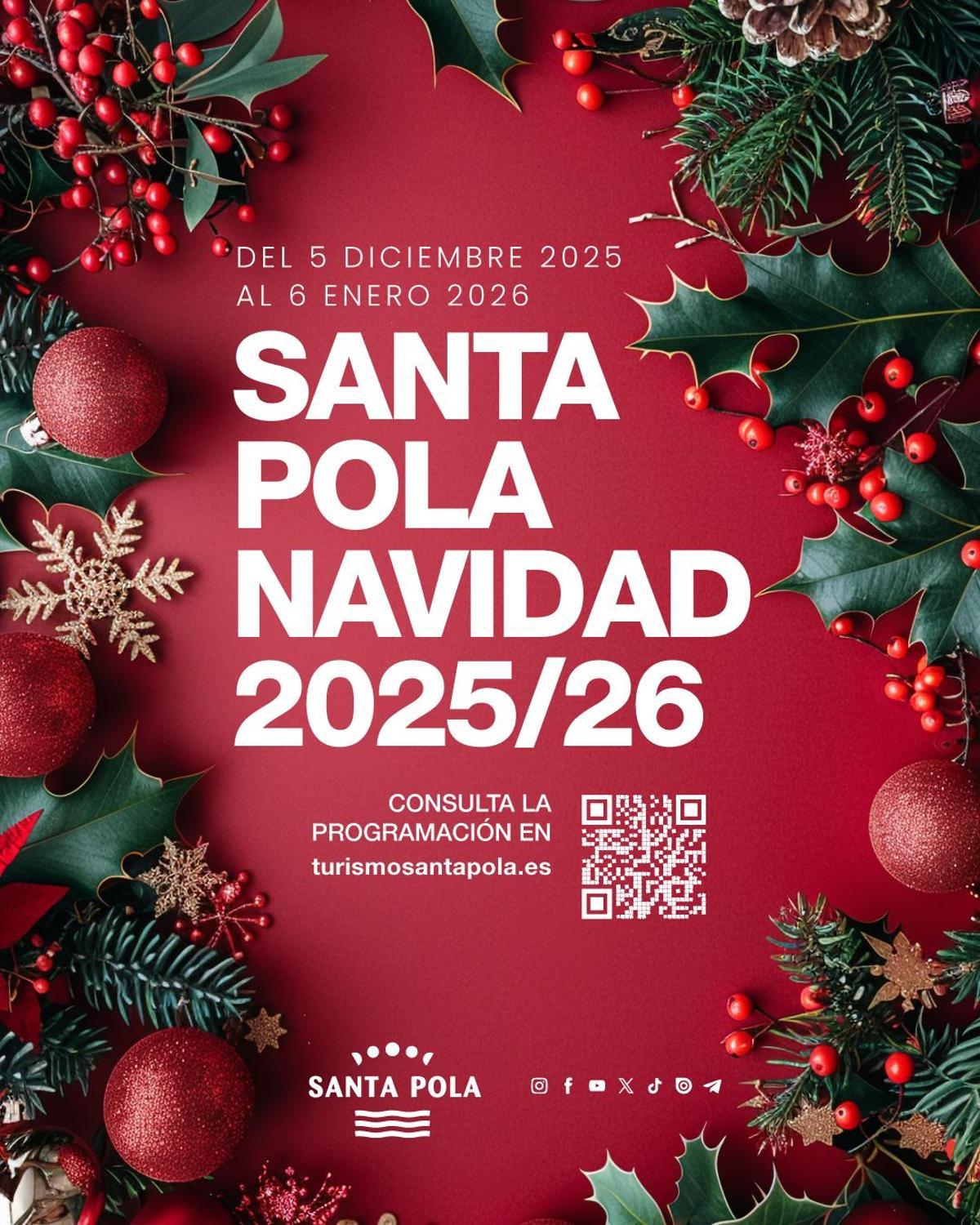 Cartel de la programación de las fiestas navideñas en Santa Pola