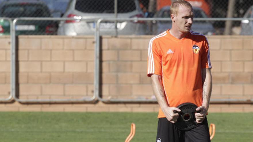 Mathieu, en el entrenamiento de esta mañana en Paterna