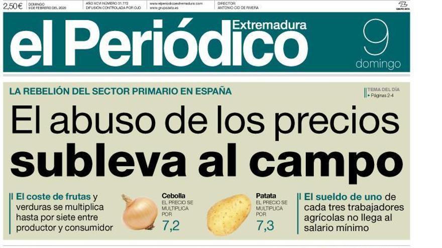 Esta es la portada de EL PERIÓDICO EXTREMADURA correspondiente al día 9 de febrero del 2020