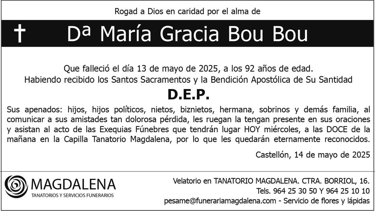 Dª María Gracia Bou Bou