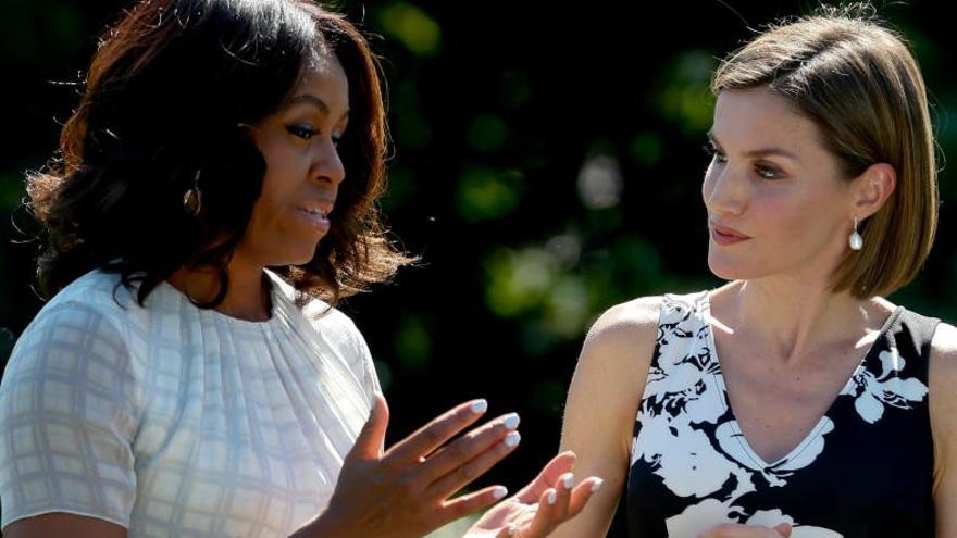 Michelle Obama, junto a la reina Letizia.