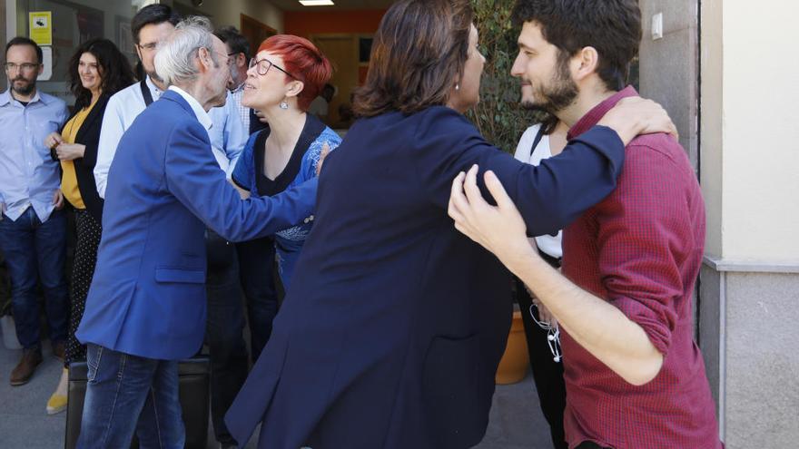 Cipirà Císcar, Àgueda Micó, Carmen Martínez y Antonio Estañ, ayer, en la sede de Compromís.