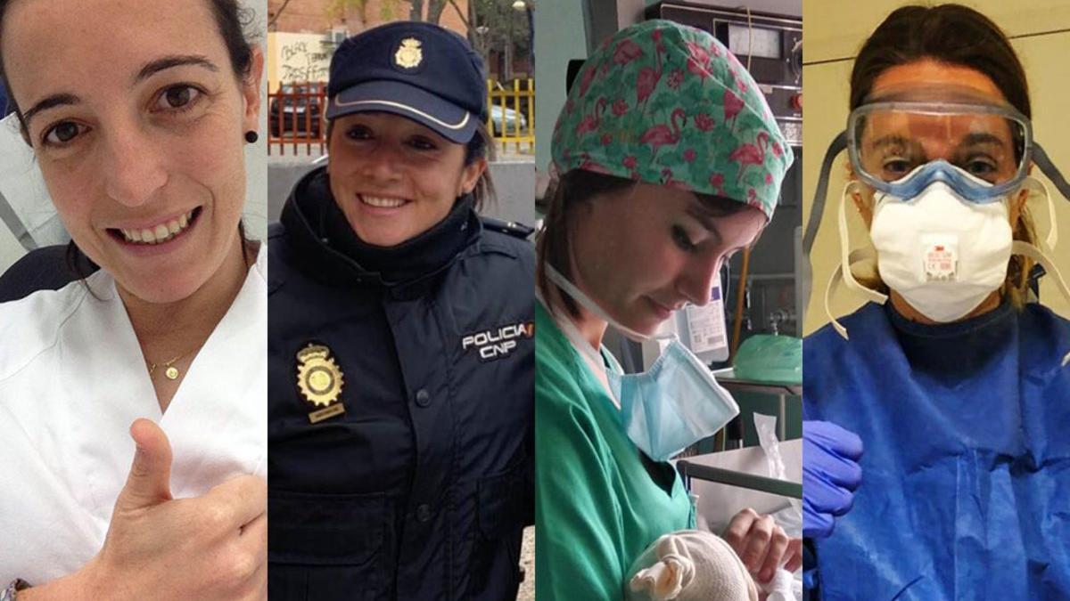 Judit Romano, Estela Fernández, Elena Peláez e Igaratze Fernández, árbitras y jugadoras contra el coronavirus