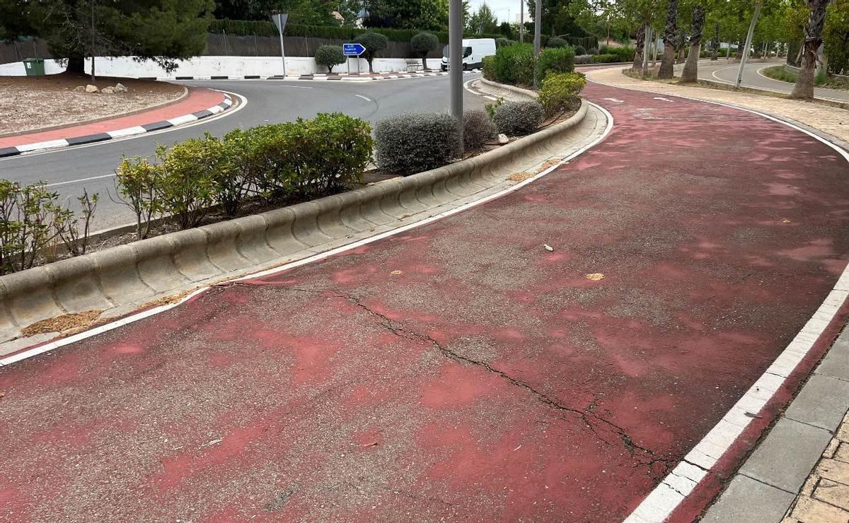 Tramo de carril ciclopeatonal de Vallada que será reparada e incorporado al proyecto.