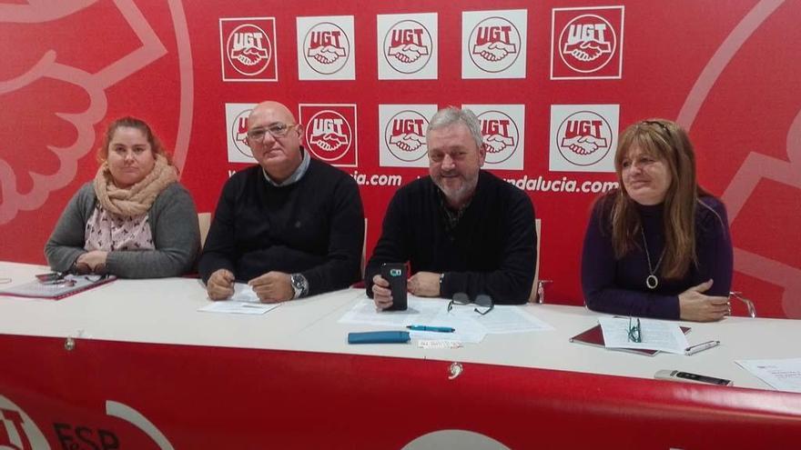 Una imagen de la rueda de prensa ofrecida este jueves por UGT.