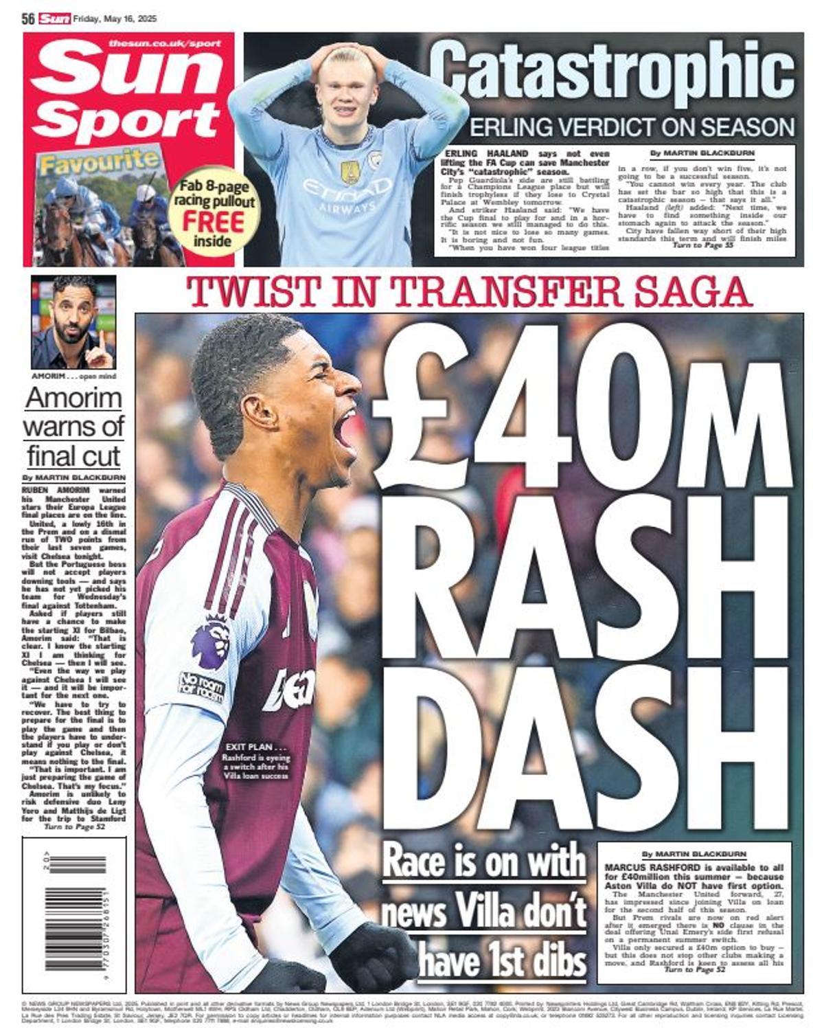 La portada de The Sun del viernes 16 de mayo